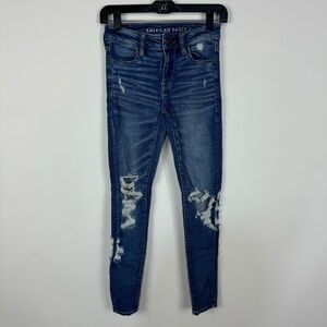 American Eagle Jegging Distressed Ripped Jeans Denim Size 0
